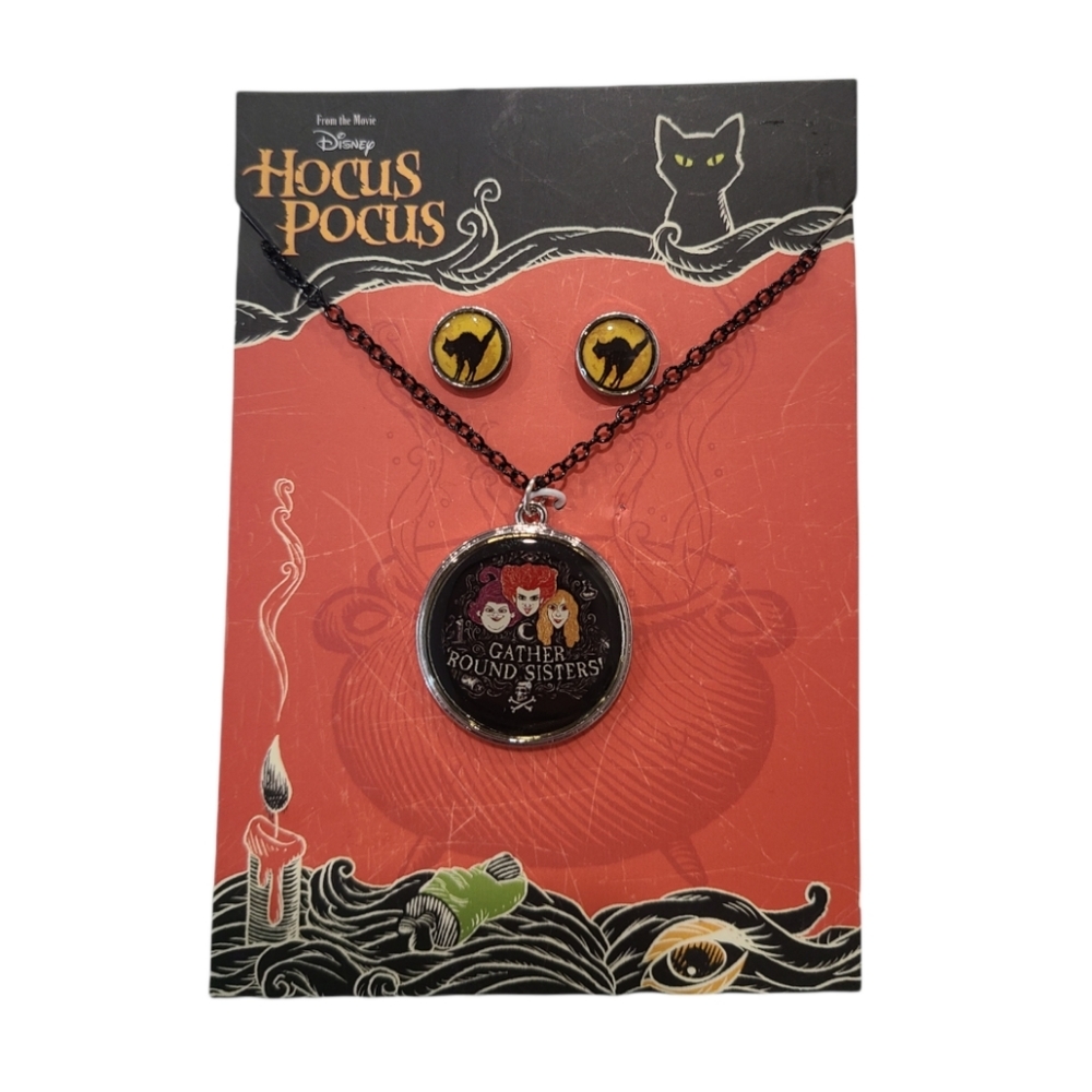 🧙‍♀️ NWT Disney Hocus Pocus Jewelry Set - Sanderson Sisters Necklace & Binx Ear